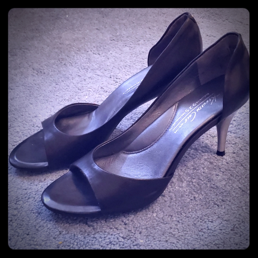 Kenneth Cole Black Peeptoe Pumps
